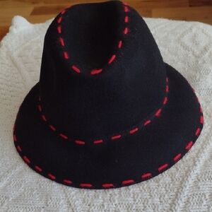 Lord & Taylor Black Hat with Red Accents